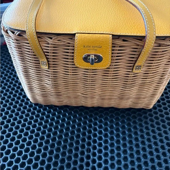 Kate Spade Yellow and Tan Wicker Tote - Picture 2 of 16
